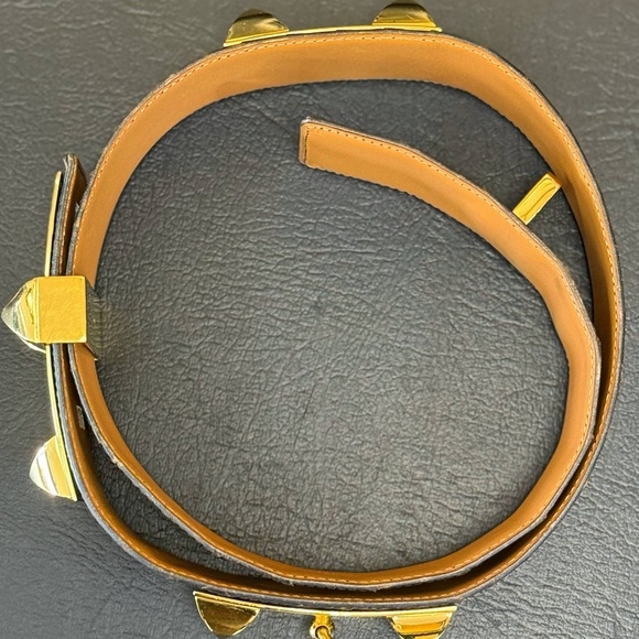 Vintage Hermès Ebene brown CROC collier de chien crocodile belt main image 15